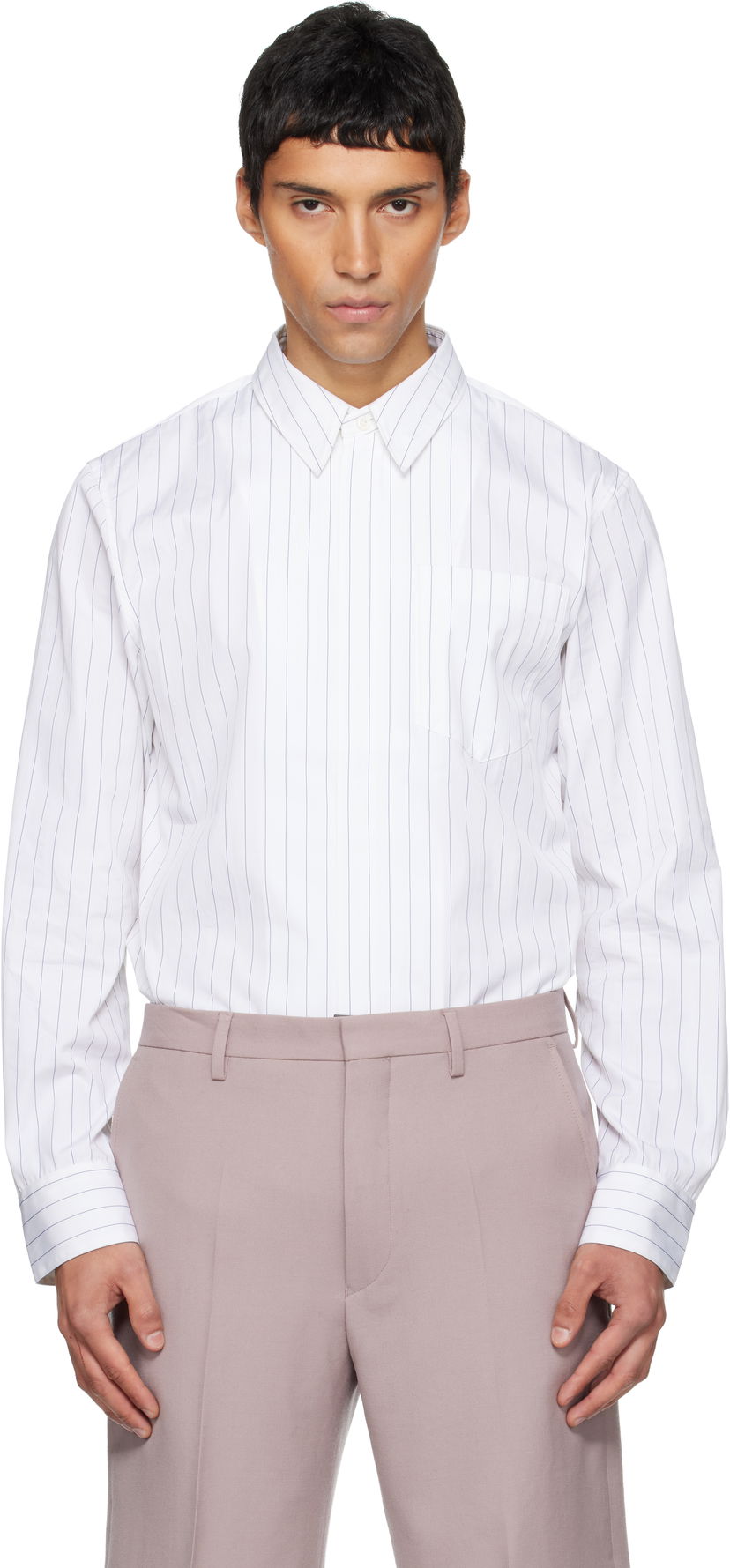 Риза Dries Van Noten Dries Van Noten Cotton Pinstripe Button-Front Shirt Бяло | 252-020708-2021