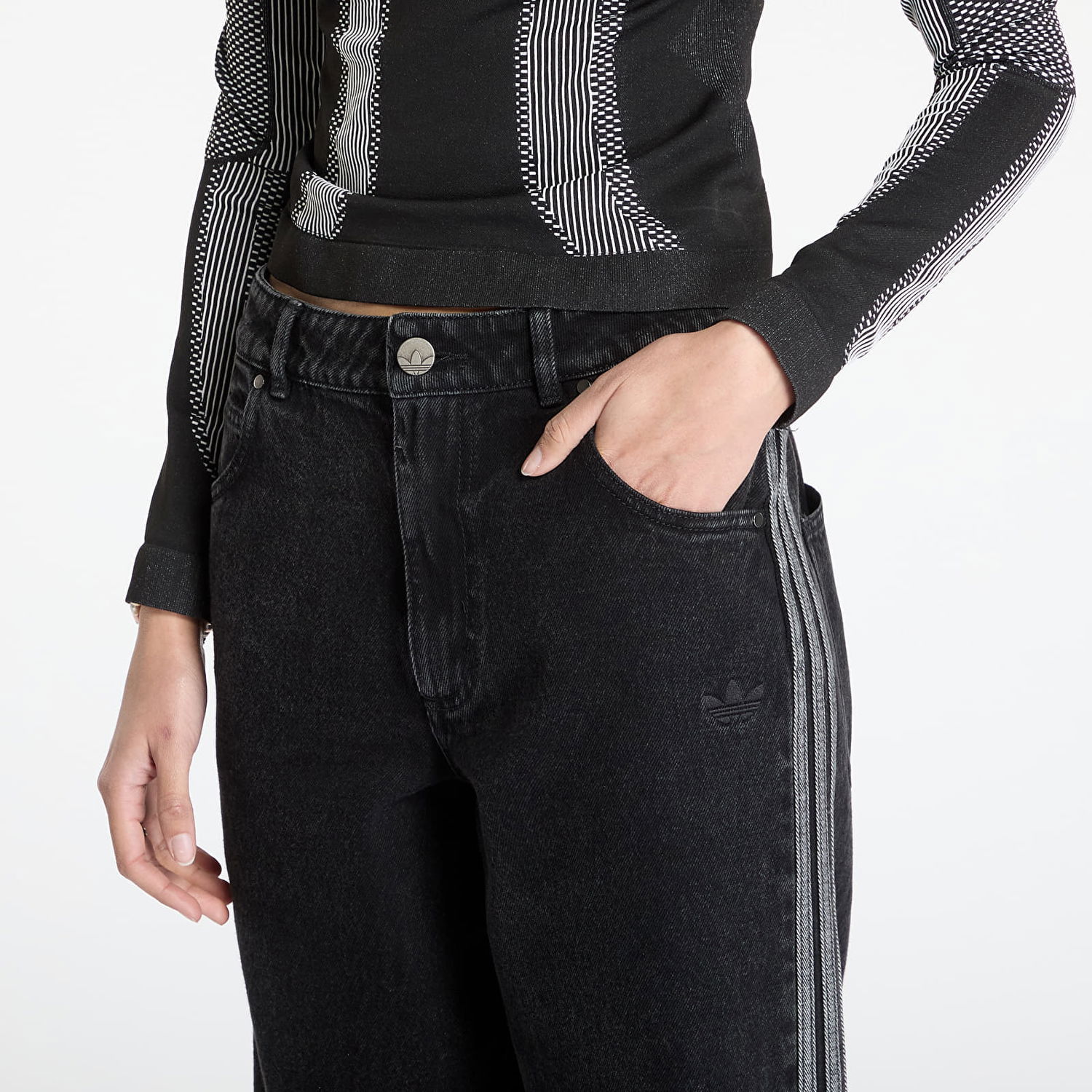 Дънки adidas Originals Adicolor Denim 3-Stripes Track Pants 25/32 Черно | JD3109, 1