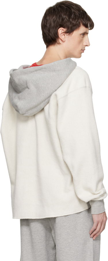 Суитчър LES TIEN Heavyweight Inside Out Raw Cropped Hoodie Бяло | CF-1150-IO, 2