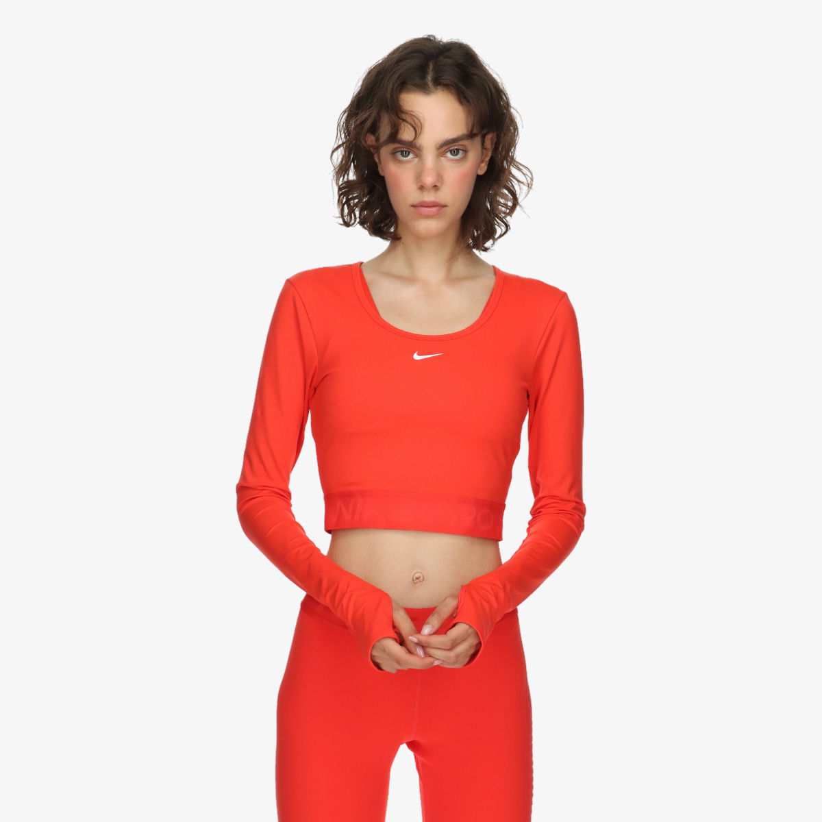 Тениска Nike W NP DF LS TOP GG SHINE Червено | HV9992-633, 1