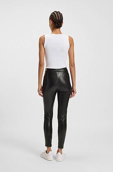 Клинове BOSS Slim-fit faux leather leggings Черно | 50551469, 1