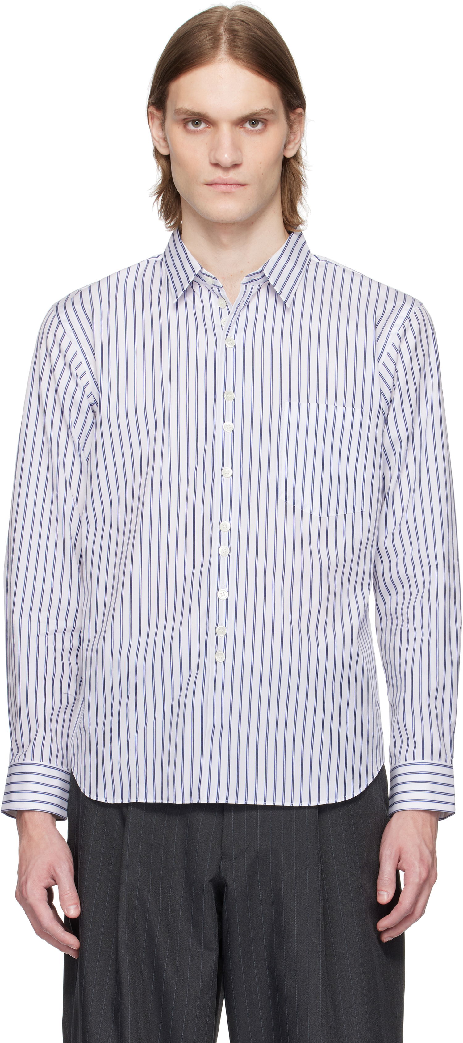 Риза Comme des Garçons Homme Deux Striped Shirt Бяло | DO-B030-051, 0
