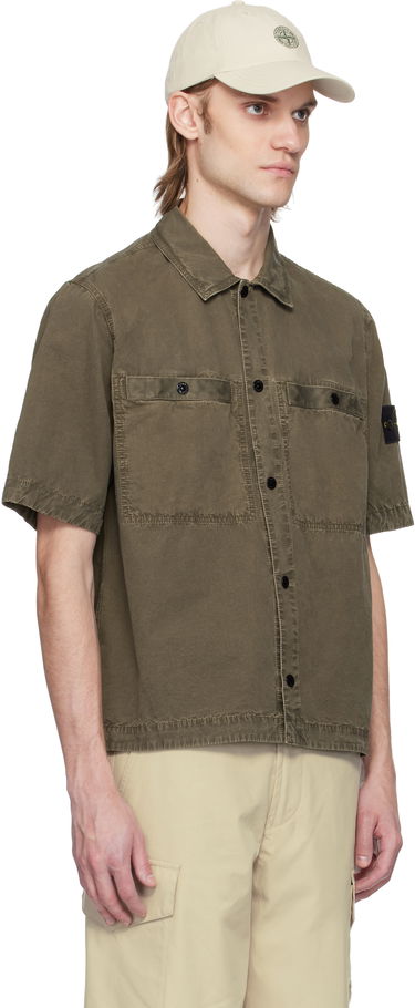 Риза Stone Island Stone Island Brushed Organic Cotton Canvas Shirt Зелено | K1S15 1200029 S00WN, 1