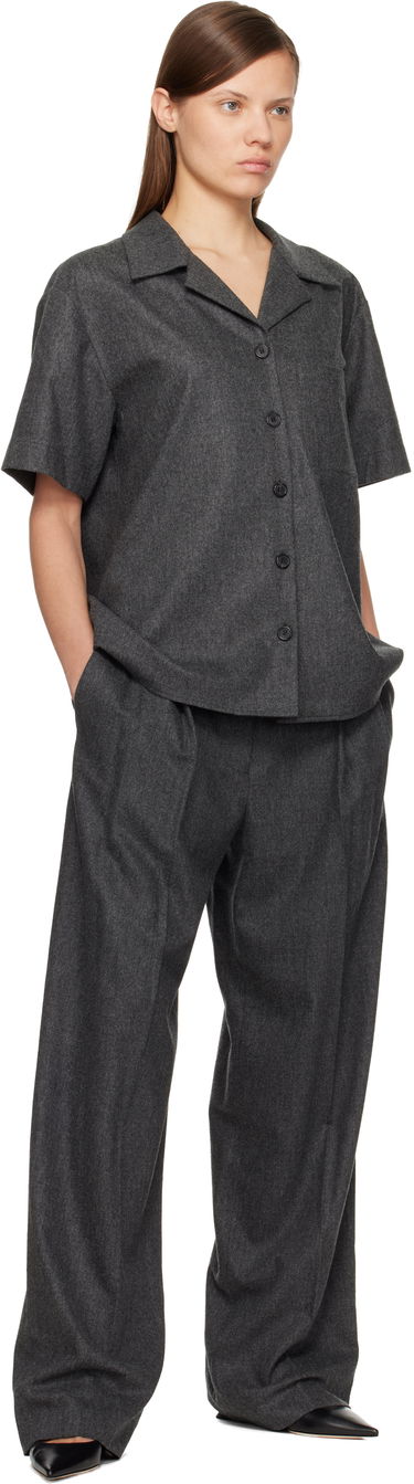 Риза Khaite Riordan Short-Sleeve Spread-Collar Shirt Сиво | 2414604, 3