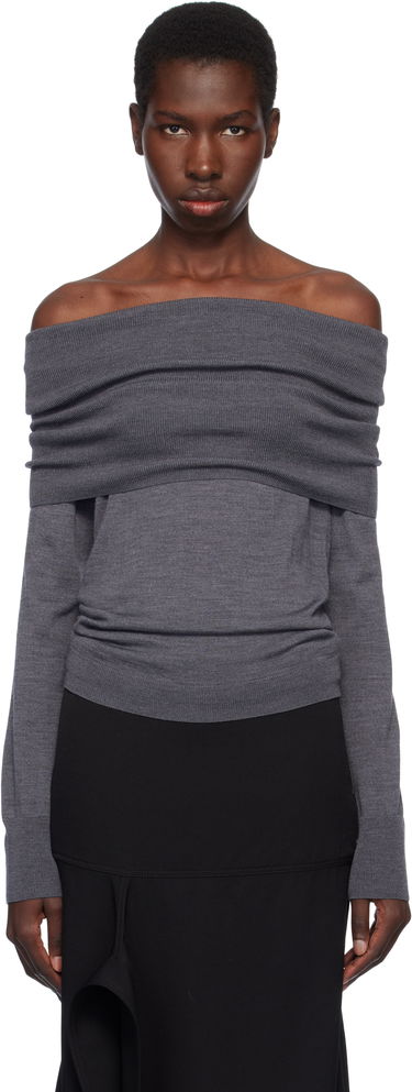 Пуловер Stella McCartney Stella McCartney Off-The-Shoulder Light Wool Sweater Сиво | 6K10403S2598, 0