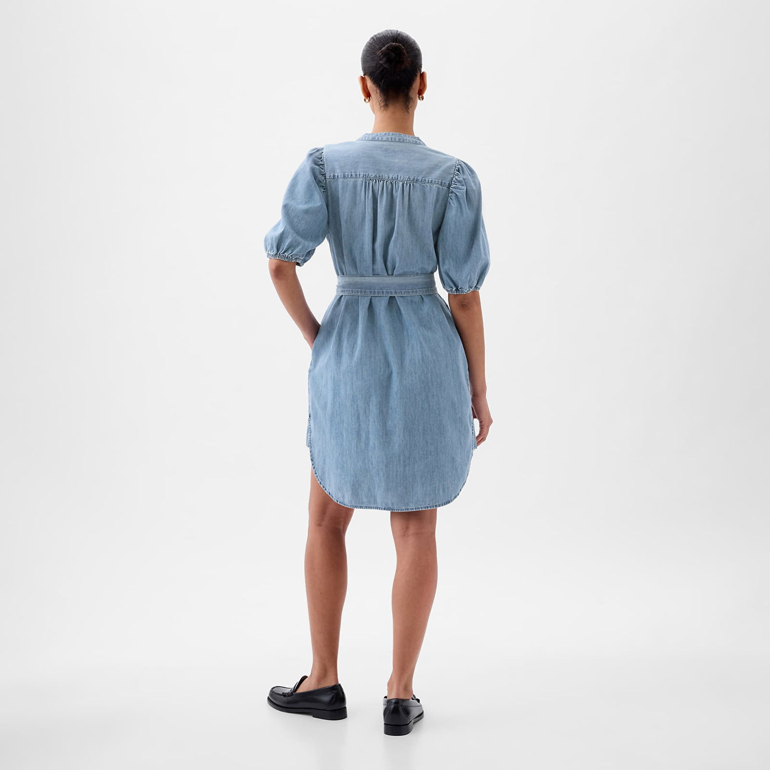 Pокля GAP Dresses Shortsleeve Puff Sleeve Denim Shirtdress Light Wash Indigo 118 Синьо | 855096-00, 1
