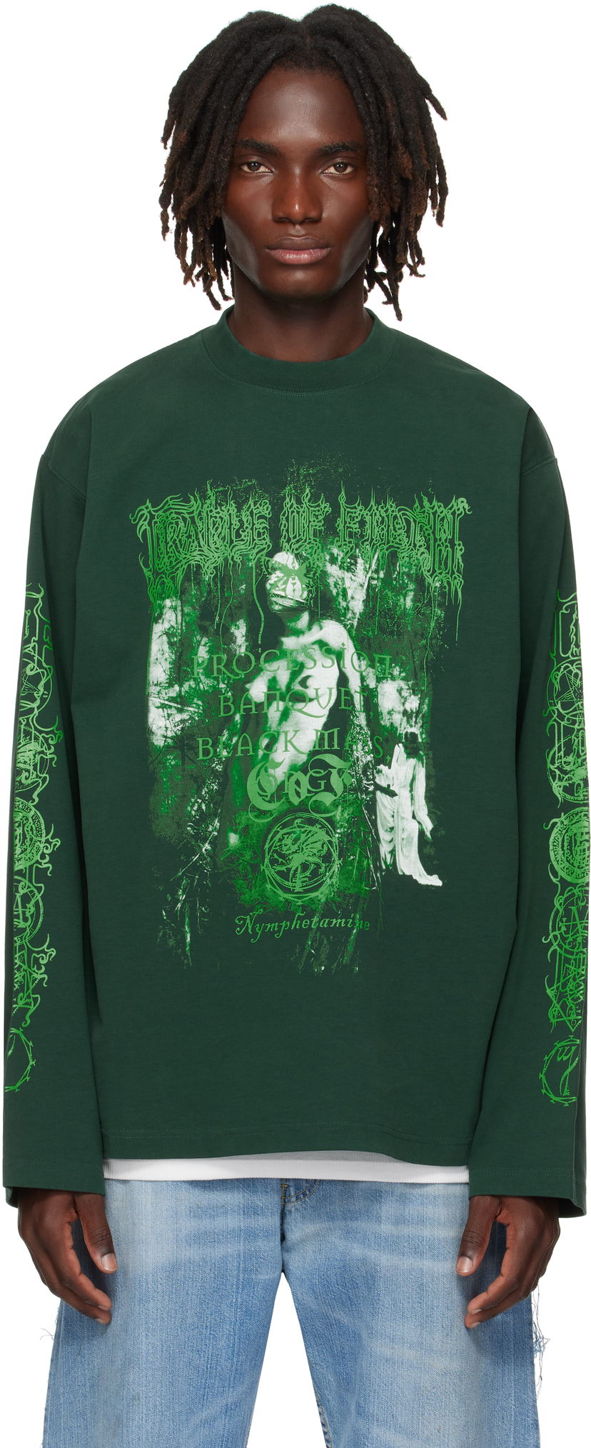 Тениска VETEMENTS Vetements Cradle Of Filth Nymphetamine Graphic Longsleeve T-Shirt Зелено | UCF76LS750E