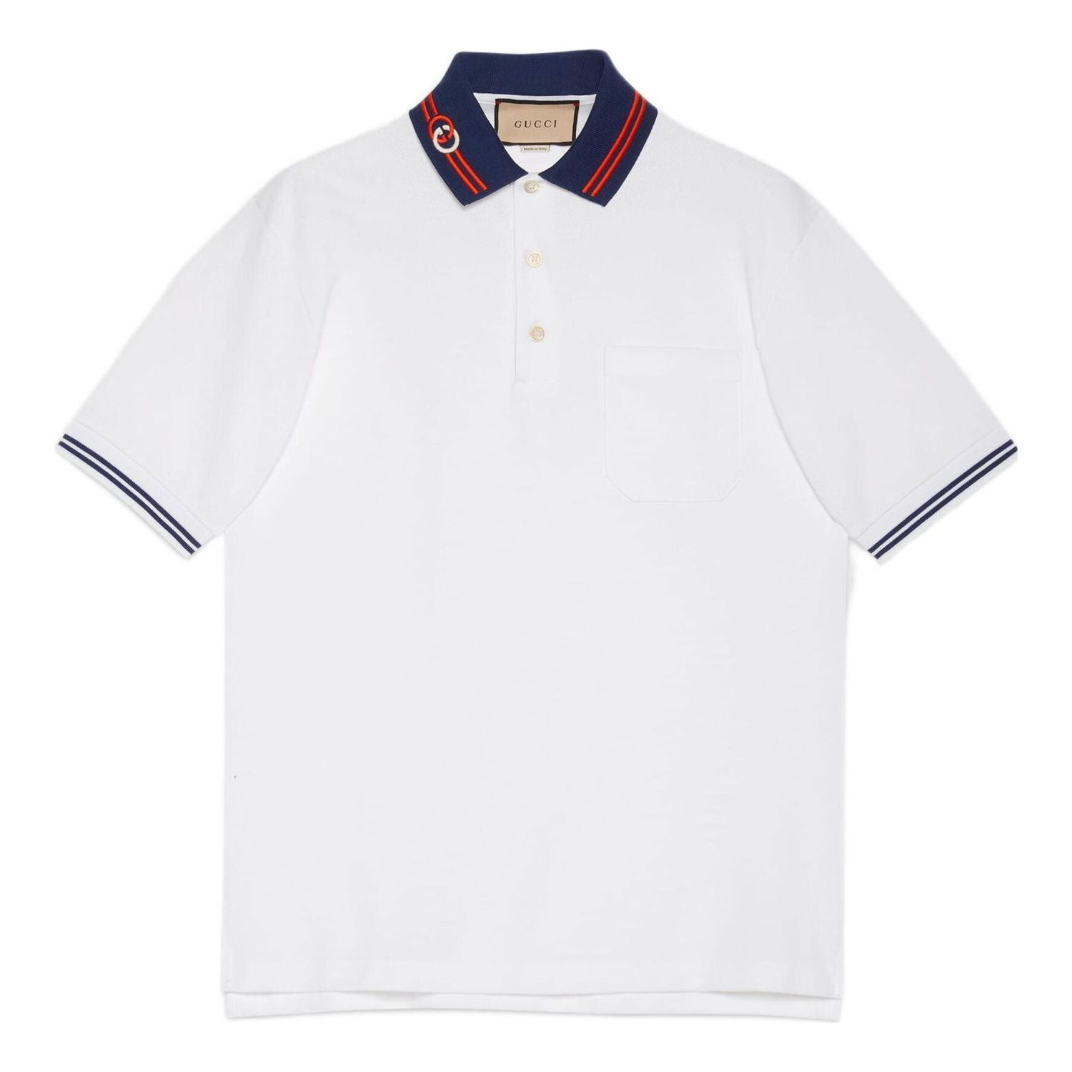 Поло тениска Gucci Interlocking G Cotton Piquet Polo Бяло | 658067-XJDI2-9692, 0