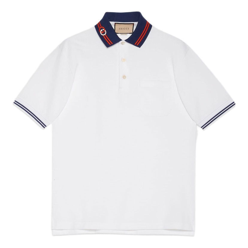 Поло тениска Gucci Interlocking G Cotton Piquet Polo Бяло | 658067-XJDI2-9692