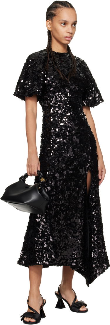 Pокля GANNI GANNI Velvet Sequin Maxi Dress Черно | T4044, 3