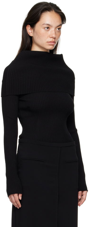 Пуловер Courrèges Courrèges Women's Fitted Off Shoulder Sweater Черно | 324MPU189FI0001, 1