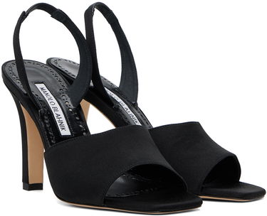 Аксесоари Manolo Blahnik Manolo Blahnik Clotilde Heeled Slingback Sandals Черно | 124-2485, 3