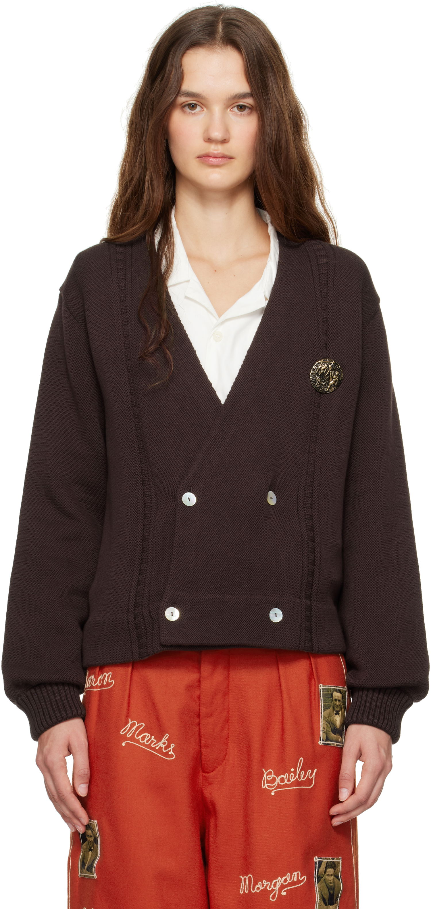 Пуловер Bode Double-Breasted Cardigan Кафяво | MRF24KT032, 0