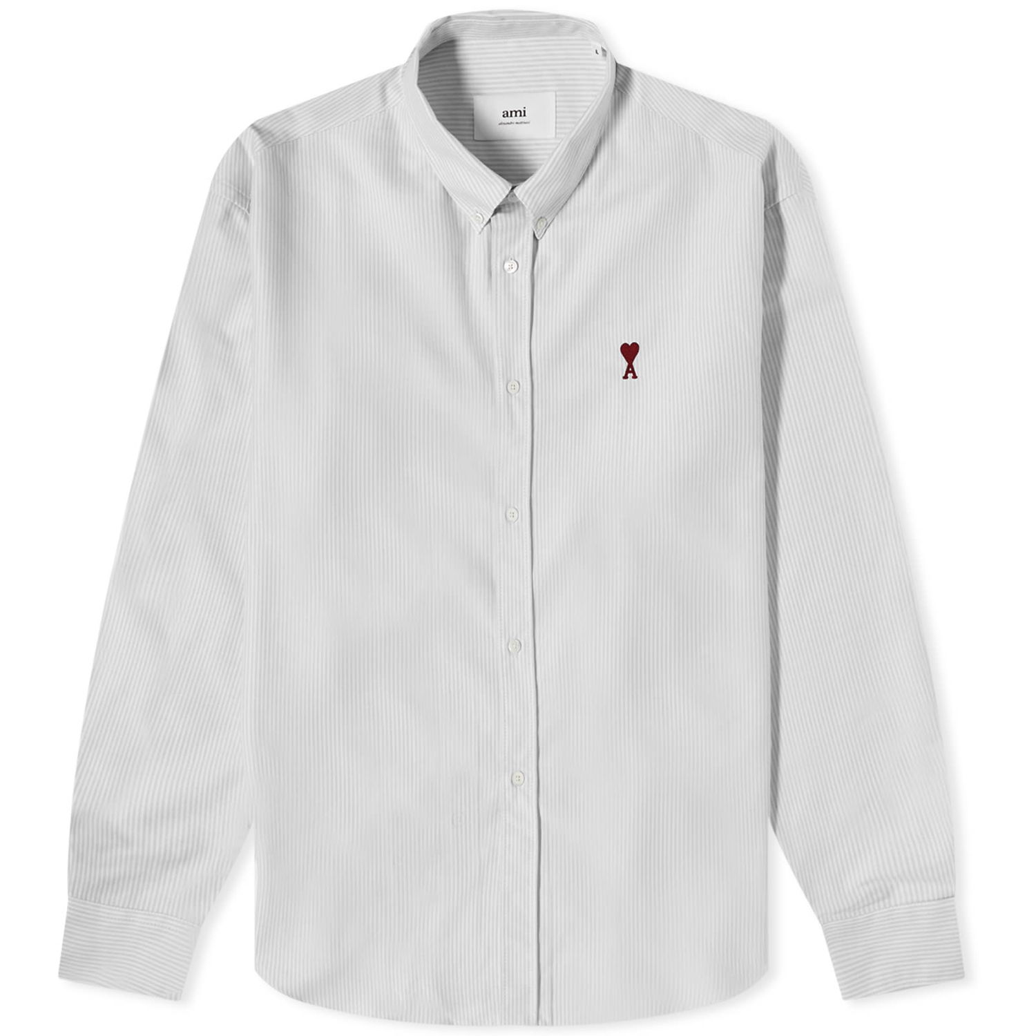 Риза AMI Stripe Logo Button Down Shirt Черно | BFUSH130-CO0021-039, 0
