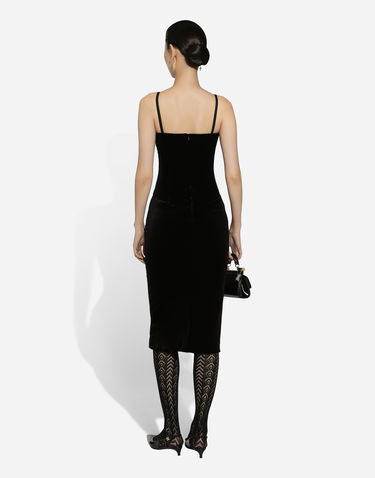 Pокля Dolce & Gabbana Velvet Calf-length Corset Dress Черно | F6IAITFUWD6N0000, 2
