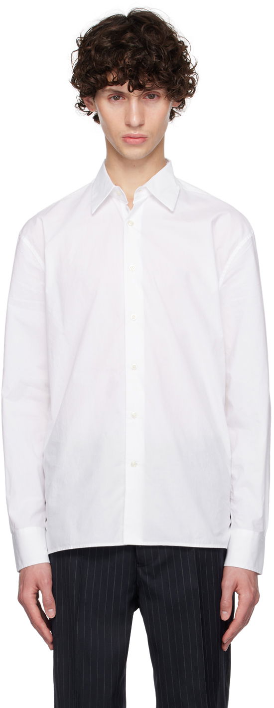 Риза Officine Générale Long Sleeve Button-Up Shirt Бяло | MSHI005