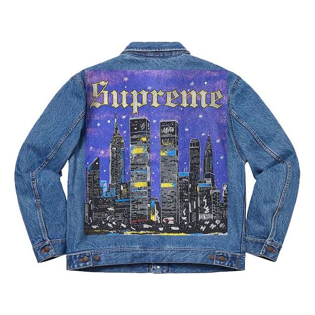 Яке Supreme Supreme New York Painted Denim Trucker Jacket Синьо | SUP-SS19-10079