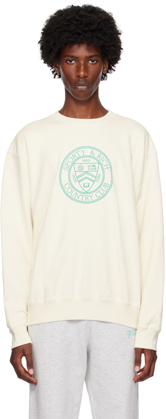 Тениска Sporty & Rich Off-White Connecticut Crest Sweatshirt Бяло | WS067S416CC