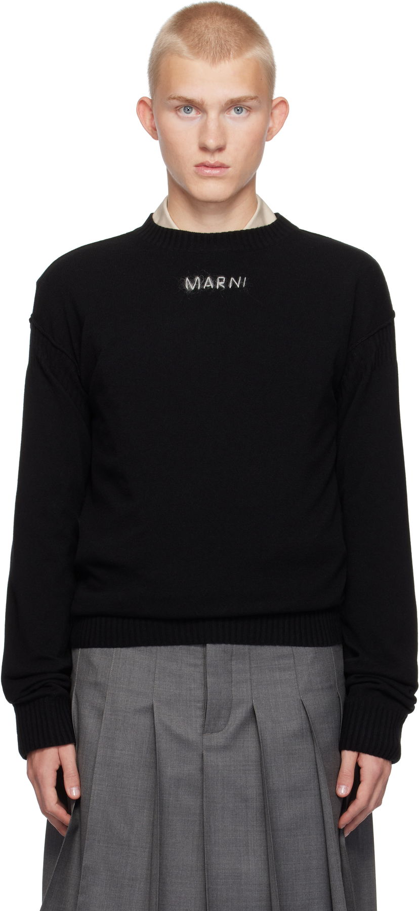 Пуловер Marni Wool & Cashmere Logo Sweater Черно | GCMG0417A0 UFZ380