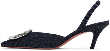 Кецове и обувки Amina Muaddi Sling Heels with Crystal Buckle Синьо | CAMELIA SLING 60 SLANTED DENIM D, 2