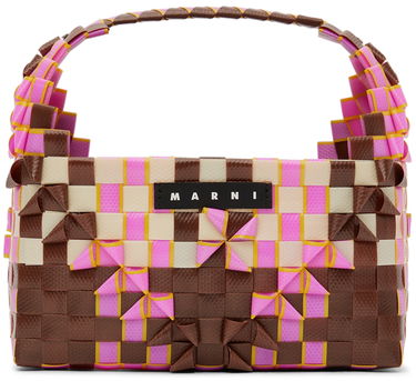 Голяма пазарска чанта Marni Marni Kids Woven Rainbow Tote Розово | M00815-M00IW, 0