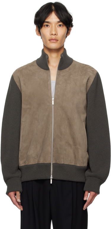 Яке FERRAGAMO Ferragamo Suede and Knit Panel Jacket Сиво | 785964, 0