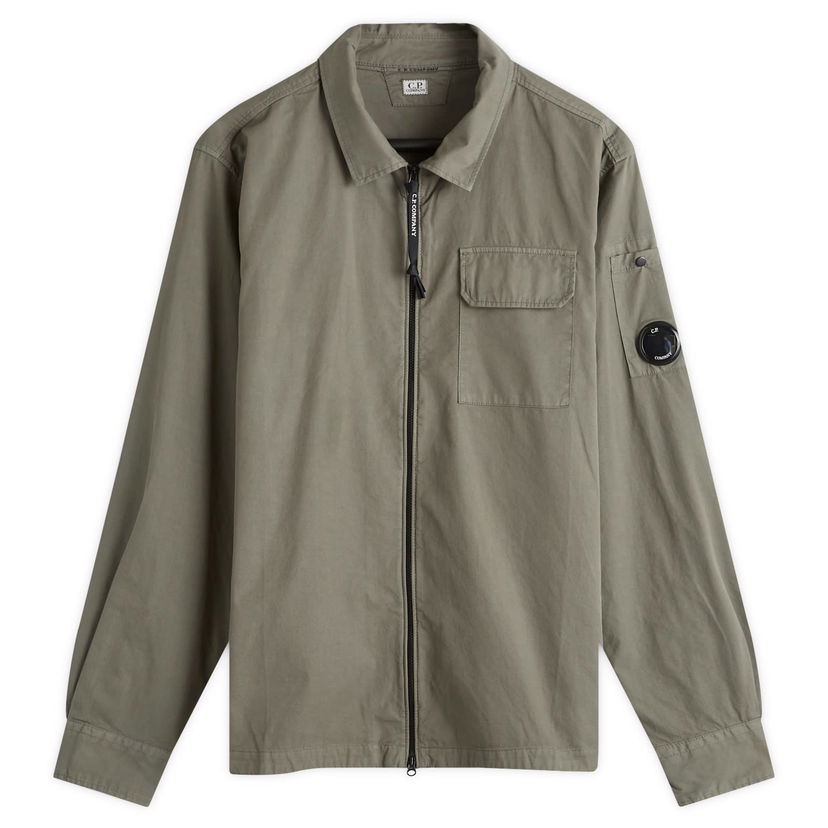 Яке C.P. Company Organic Gabardine Zip Overshirt Зелено | 17CMOS124A-110143G-674