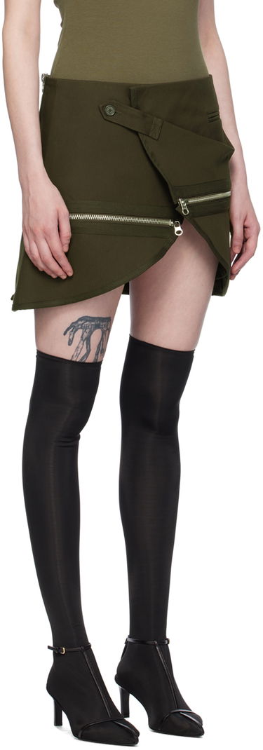 Пола Courrèges Courrèges Asymmetrical Zippered Miniskirt Зелено | 224CJU166CO0117, 1
