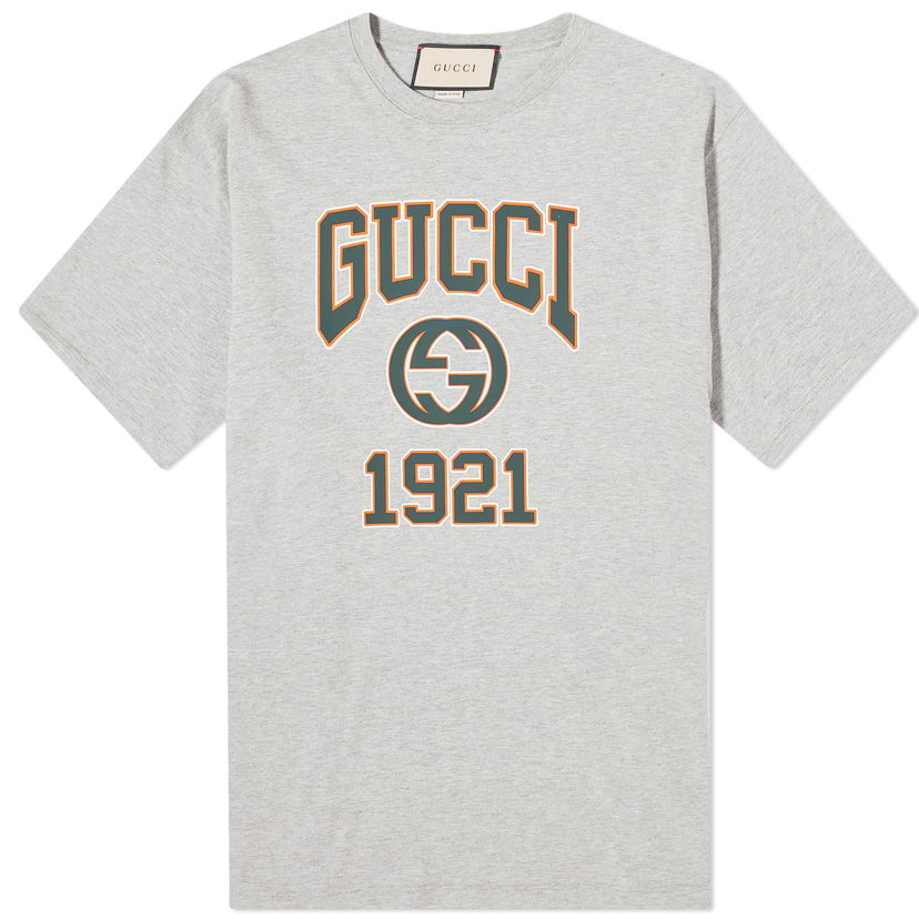 Тениска Gucci Interlocking GG College Logo T-Shirt Сиво | 771758-XJGA5-1230