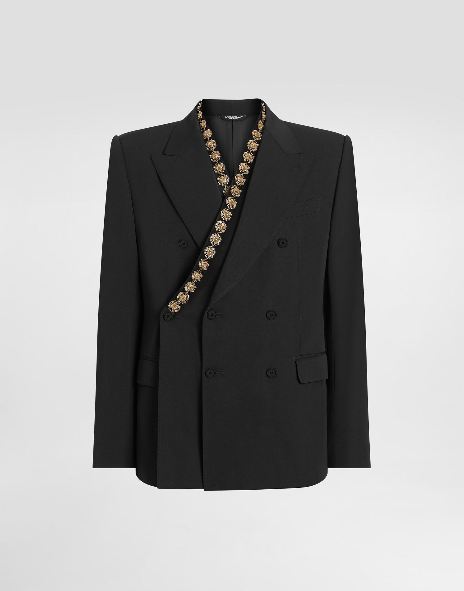 Яке Dolce & Gabbana Dolce & Gabbana Double-breasted Sicilia Bistrecht Wool Canvas Jacket Черно | G2VE2ZFUBGBN0352, 0