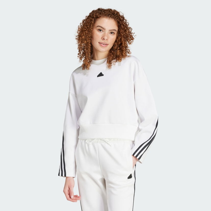 Пуловер adidas Performance Future Icons 3-Stripes Cropped Sweatshirt Бяло | IZ0005
