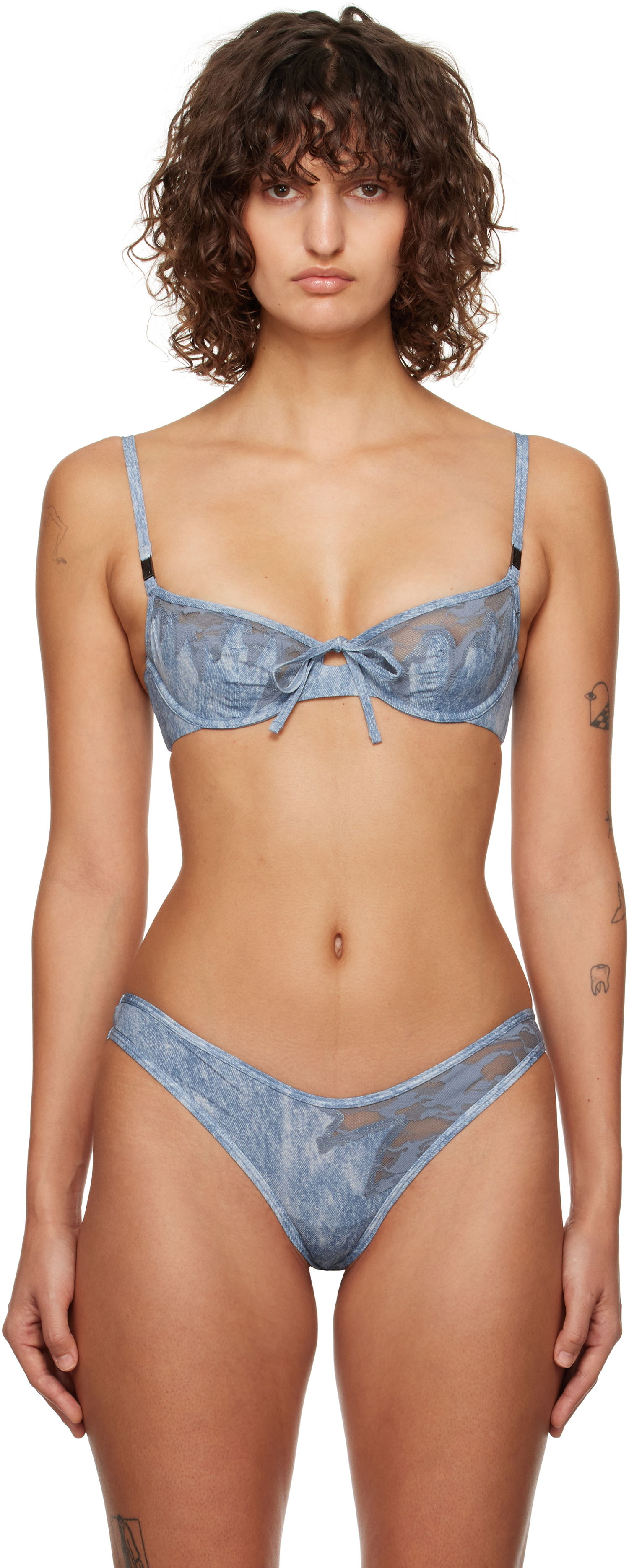 Сутиен Diesel Balconette-Lace Bra Синьо | A15637 0LKBU, 0