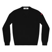 COMME des GARCONS PLAY Long Sleeve V-Neck Sweater with Red Heart Emblem