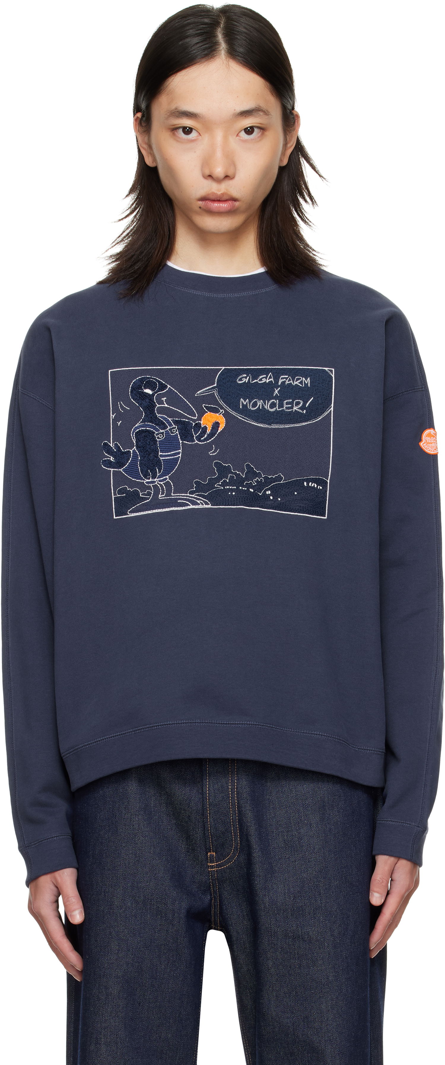 Суитчър Moncler Moncler Genius x Gilga Farm Cotton Sweatshirt Тъмно синьо | K24028G0000289AUJ, 0