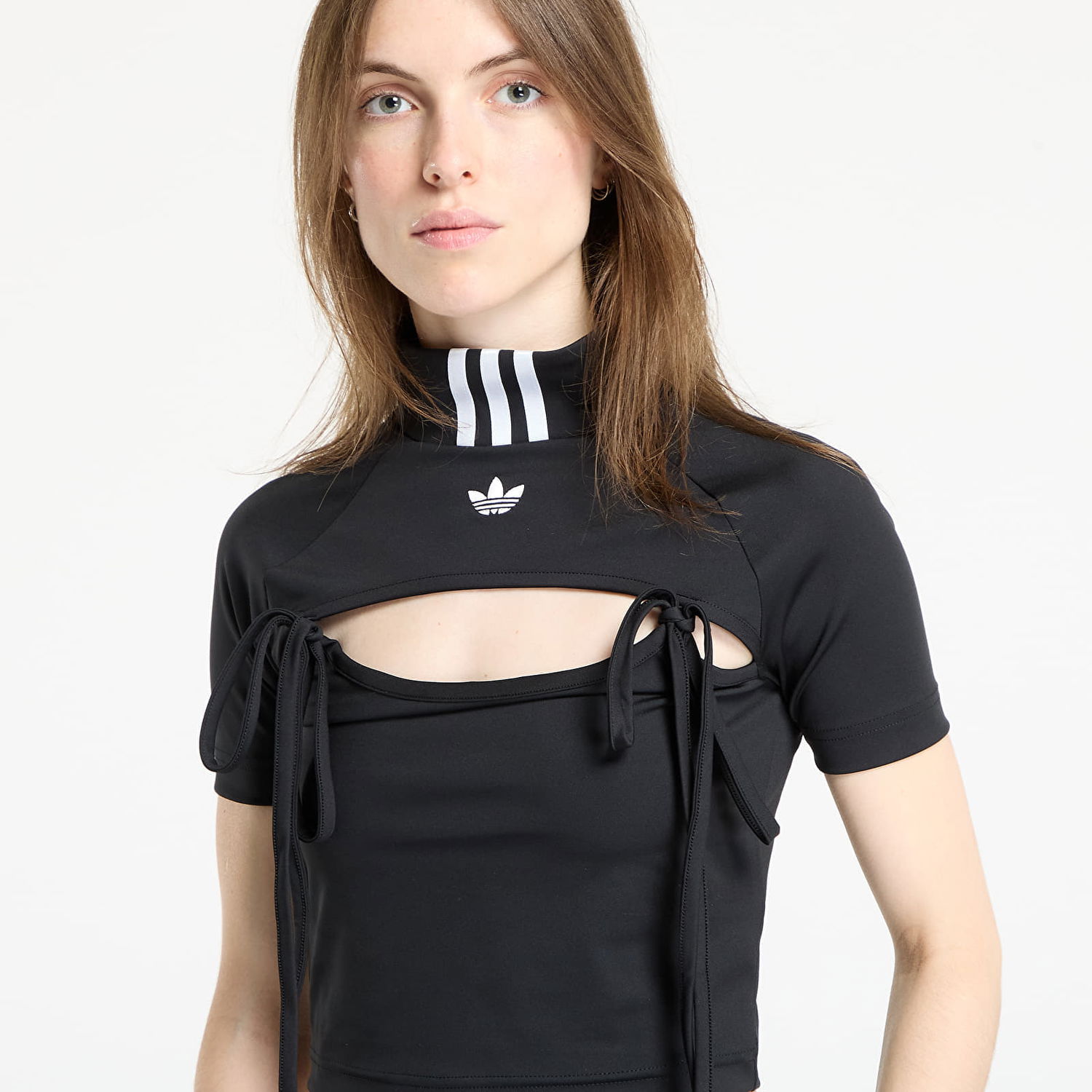 Съкратен топ adidas Performance Cutout Tie Detail Crop Top Черно | JX2537, 1