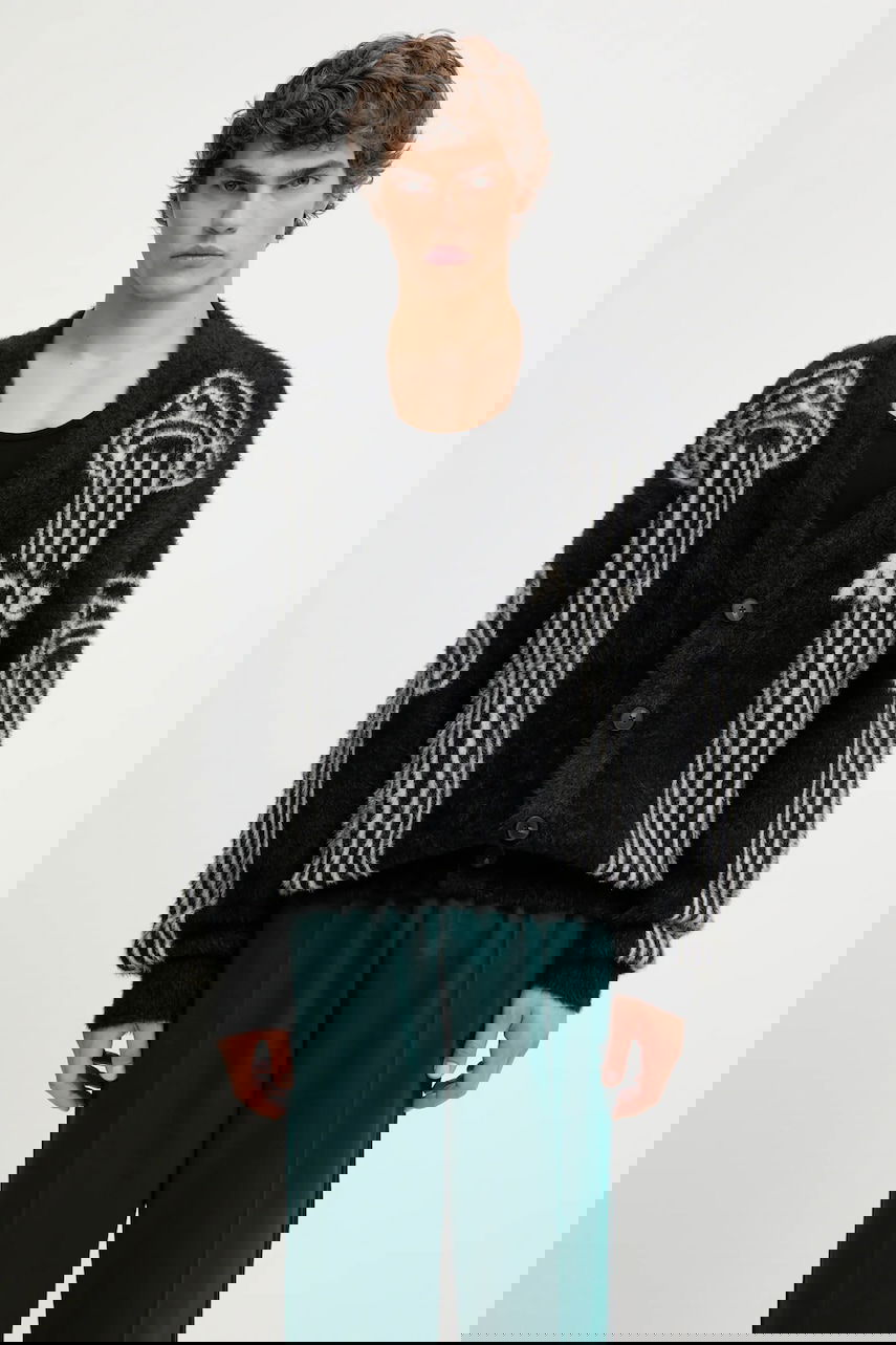 Пуловер Aries Oversized Chenille Column Cardigan Черно | AR2004004, 0