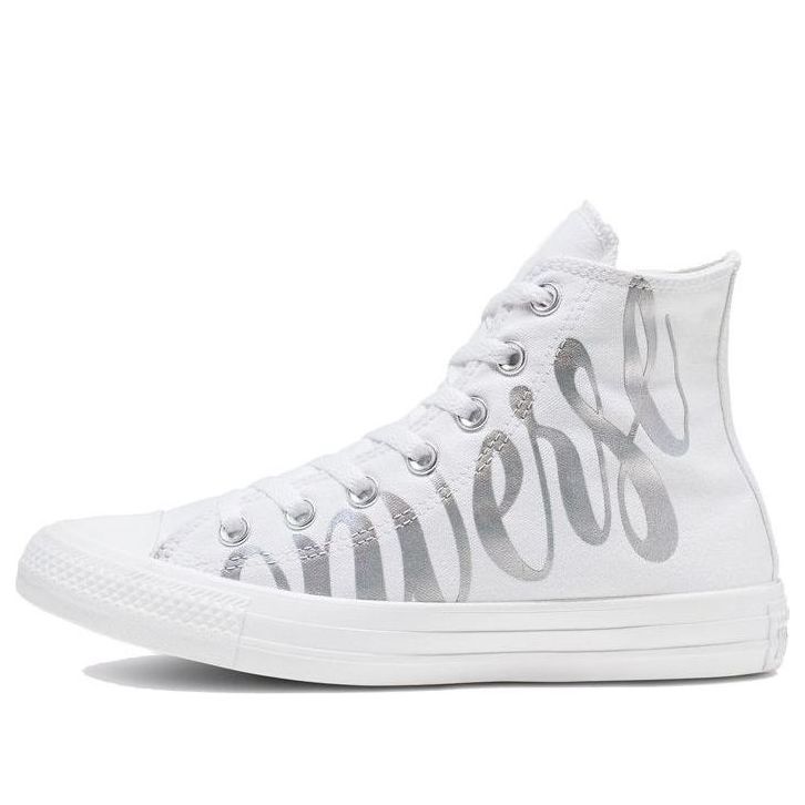 Кецове и обувки Converse Chuck Taylor All Star High Metallic Script Logo Бяло | 566176F