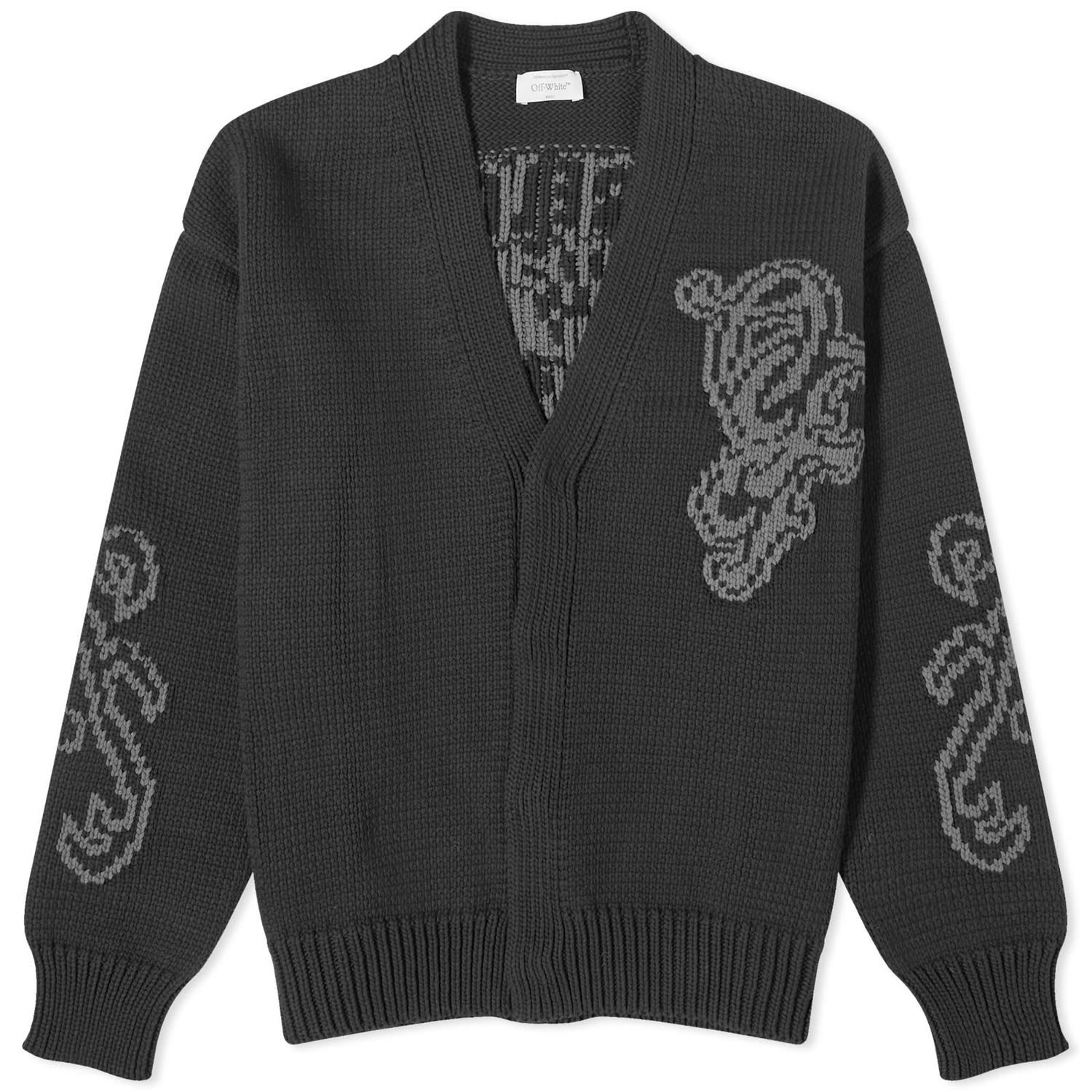 Пуловер Off-White Logo Chunky Cardigan Черно | OMHB027S24KNI0011009, 0