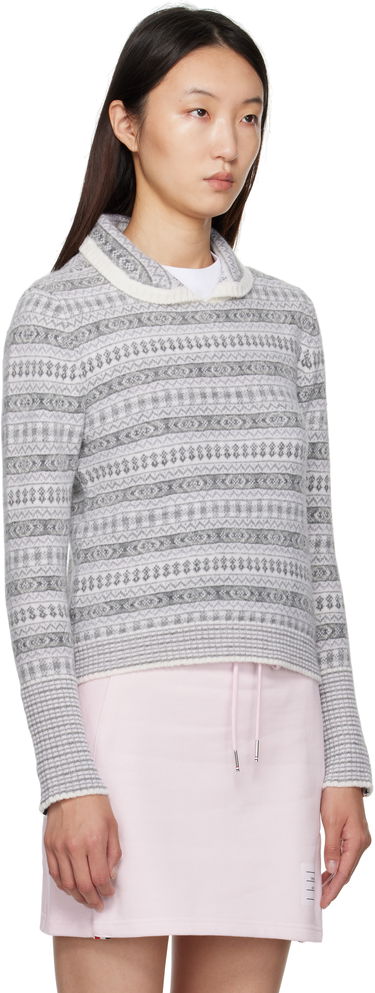 Пуловер Thom Browne Thom Browne Wool Flannel & Mohair Jacquard Sweater Сиво | FKA497A-Y1029, 1