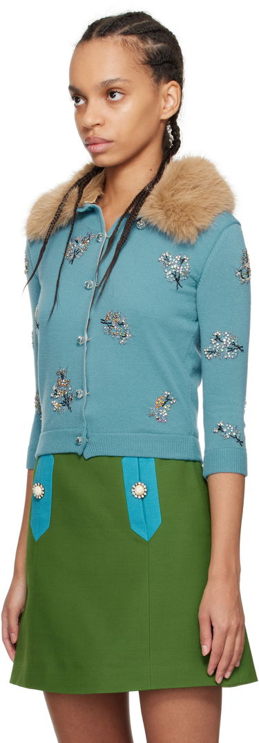Пуловер Valentino Valentino Embroidered Knit Cardigan Синьо | 6B3KA09Q91R, 3