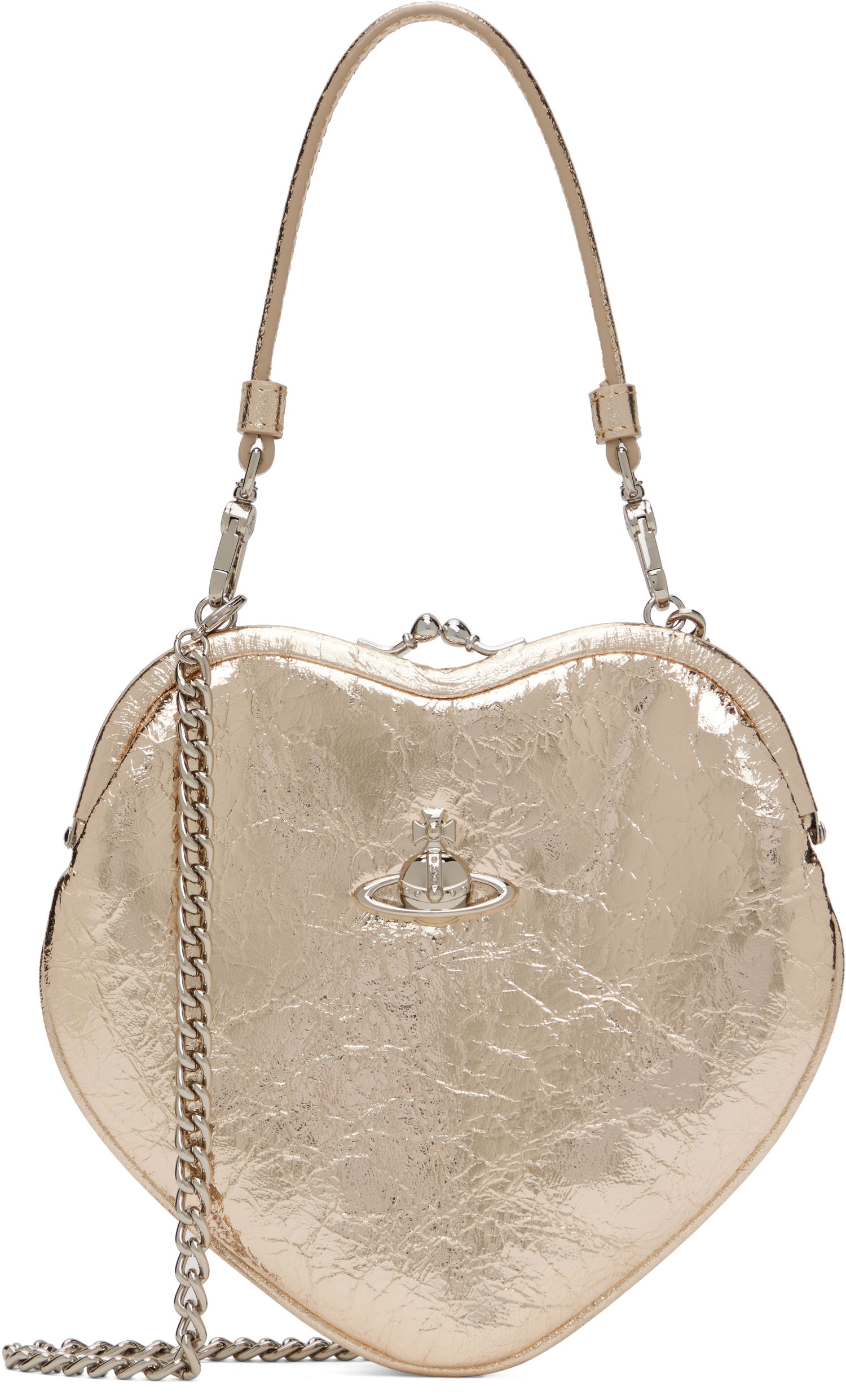 Дамска чанта Vivienne Westwood Vivienne Westwood Belle Heart Frame Bag Металик | 4B01000CW-L00AC-, 0