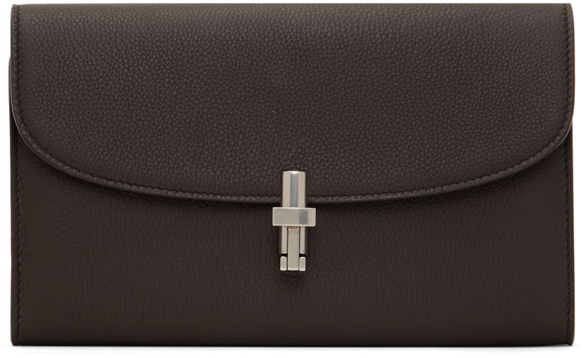 Портфейл The Row Pebbled Leather Continental Wallet Кафяво | W1652-L31