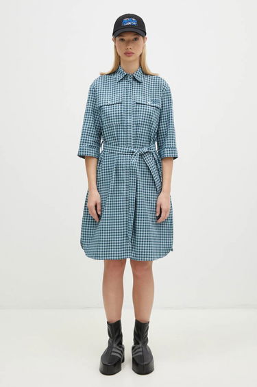 Pокля MAISON KITSUNÉ Maison Kitsuné Double Pocket Mini Oversize Dress Синьо | NW01620WC5015, 5