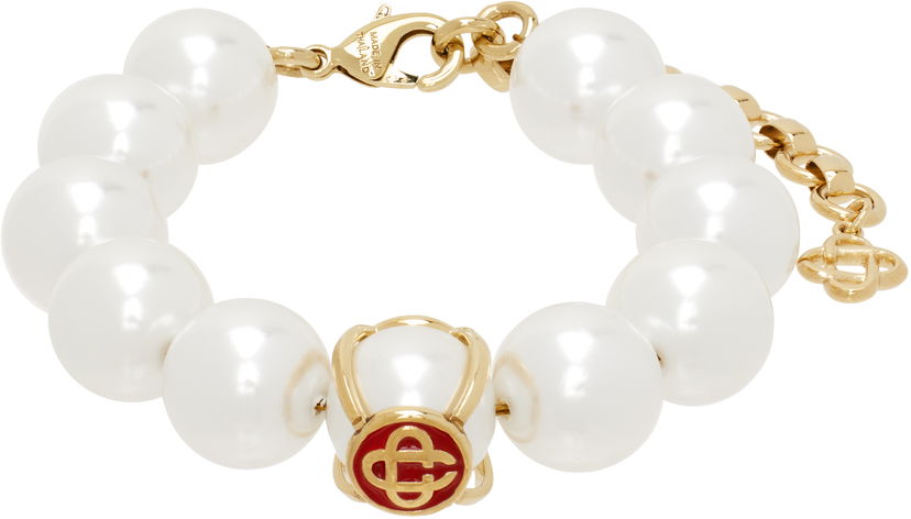 Гривна Casablanca Logo Faux-Pearl Bracelet with Gold-Tone Hardware Металик | APS25-JW-257-01