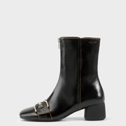 Livia Buckle Block Heel Ankle Boot with Contrasting Trim