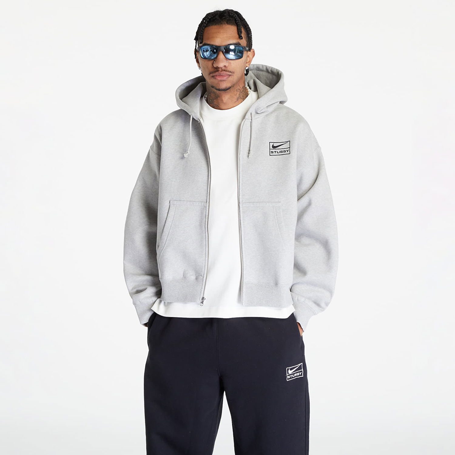Суитчър Nike Stüssy NRG x Full-Zip Fleece Hoodie Šedá Сиво | FJ9181-050, 0