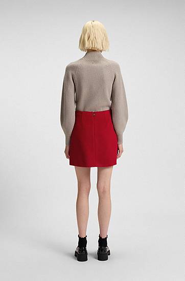 Пола BOSS A-line mini skirt with textured effect Червено | 50547637, 1