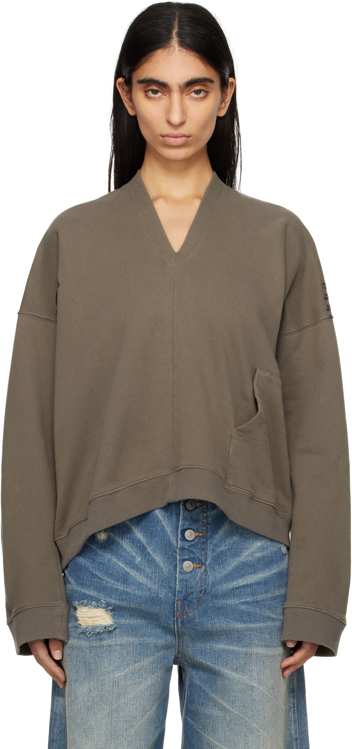 Пуловер Maison Margiela MM6 Maison Margiela V-Neck Sweatshirt Кафяво | S52GU0239 M25014, 0