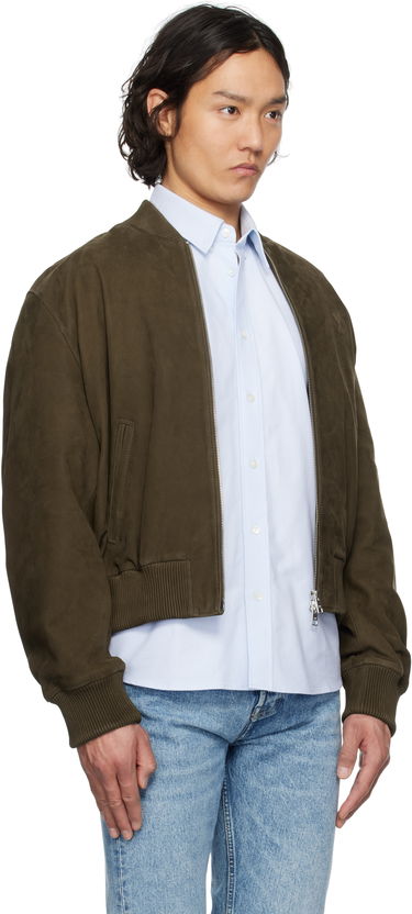 Яке бомбър AMI AMI Paris Zipped Suede Jacket Зелено | HJK152.LH0052, 1