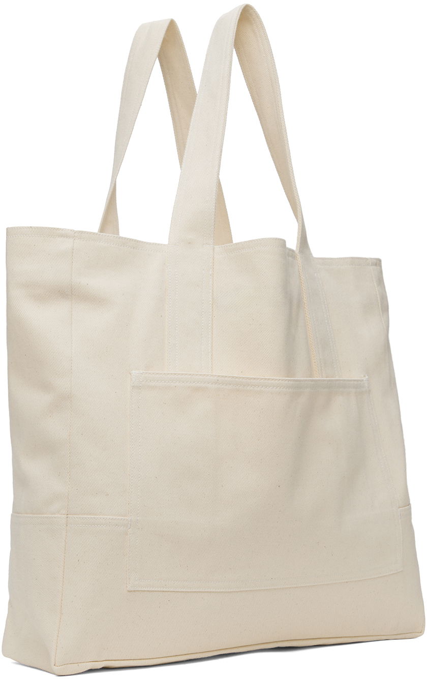 Голяма пазарска чанта Baserange Canvas Tote Bag With Patch Pocket Бежово | ACINB-CO-SU24, 1